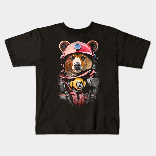 Firefighter bear Kids T-Shirt by ArtinDrop